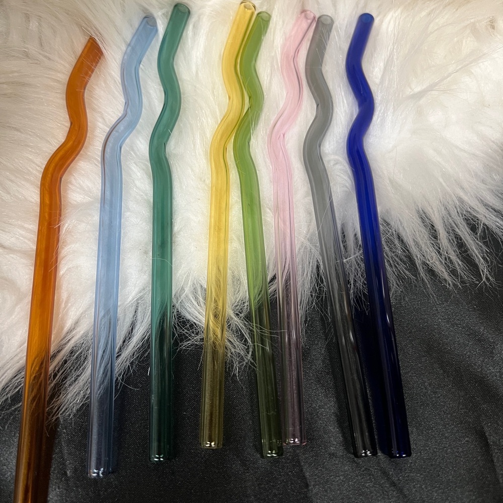 Colored wavy straws to go with Beer Glass Coquette Coffee Glass